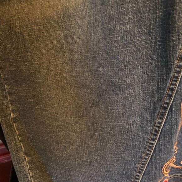 Kate Landry Vintage Bohemian Casual Knee-length Jean Skirt Embroidered Floral - Picture 8 of 11